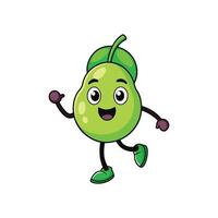 Cartoon pear character with happy expression on white background vector