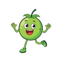 Cartoon green apple character with a happy friendly expression vector