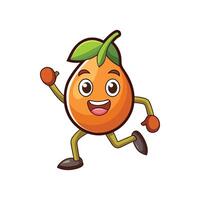 Happy orange cartoon character running with smiling face expression vector