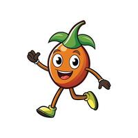 Animated fruit character with a friendly smile, running cheerfully vector