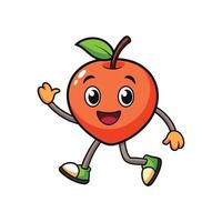 Animated apple character waving and walking with smile vector