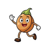Joyful Cartoon Longan Character Running and Waving Hello vector