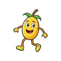 Cheerful cartoon mango character walking with smiling face vector