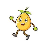 Cartoon pear character walking with a happy, friendly expression vector
