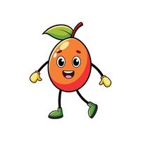 Cute mango cartoon character with happy smile illustration vector