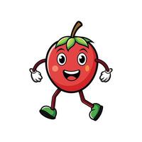 Cartoon Tomato Character Walking with a Happy Expression vector