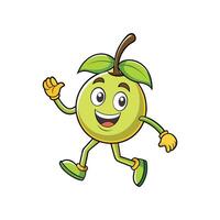 Cartoon lime character walking and smiling happily, isolated image vector