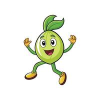 Animated green sprout cartoon character celebrating with joyful expression vector