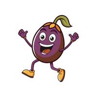 Joyful Cartoon Eggplant Character Running with a Happy Smile vector