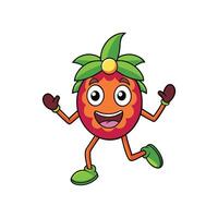 Happy Orange Cartoon Character Running and Smiling Wide vector