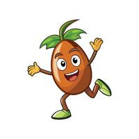 Happy acorn character running with open arms on white vector