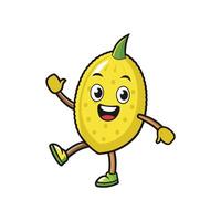 Cheerful lemon character waving on white background illustration vector