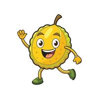 Cartoon durian character running and waving for advertising use vector