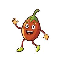 Friendly eggplant character waving hello with a cheerful expression vector