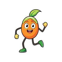 Running cartoon apricot fruit character on a white background vector