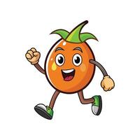 Cartoon orange character running enthusiastically on a white background vector