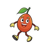Cartoon fruit character with a happy expression walking forward vector