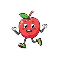 Cartoon apple character running cheerfully with a friendly smile vector