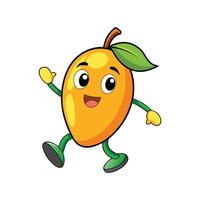 Cartoon Mango Character with Happy Expression Waving Hello vector