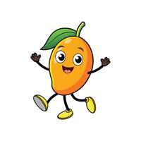 Cheerful mango character with arms raised and happy expression vector