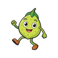 Cheerful cartoon lime character strides forward with happy expression vector