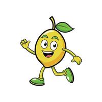Cartoon lemon character running happily on white background vector