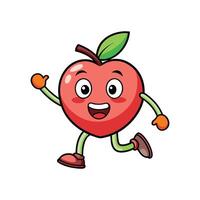 Happy Running Cartoon Apple Character with Face and Limbs vector