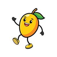 Cartoon mango character waving cheerfully with happy expression vector