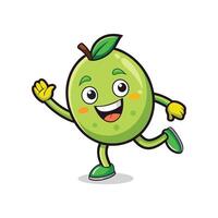 Cheerful cartoon lime character waving with a happy expression vector