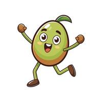 Joyful mango cartoon character running and smiling happily vector