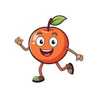 Happy Animated Apple Character Running and Waving Hand vector