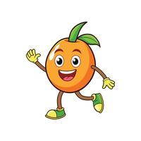 Cartoon Orange Character Waving While Running with Happy Expression vector