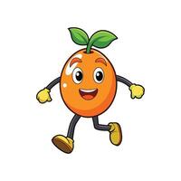 Cartoon orange character running with a happy expression illustration vector