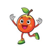 Cartoon Orange Character Running with Joyful Expression vector