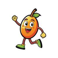 Cartoon mango character running with happy expression illustration vector
