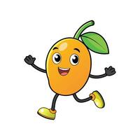 Happy Cartoon Mango Character Running on a White Background vector