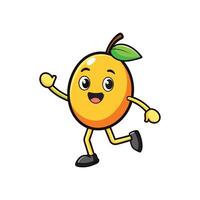 Happy cartoon orange fruit character running with simple design vector