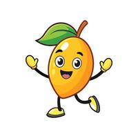 Joyful mango fruit cartoon character running with happy expression vector
