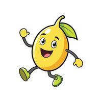 Cartoon lemon character happily walking on a white background vector