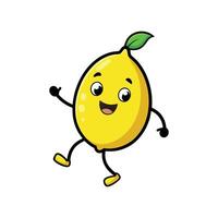 Cartoon lemon character happily waving on a white background vector