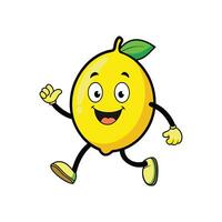 Cheerful lemon cartoon character with limbs on white background vector