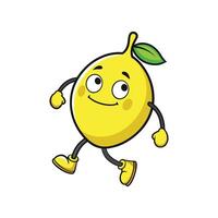 Cartoon lemon character walking and looking up optimistically vector
