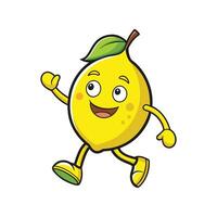 Cartoon lemon character running on white background illustration stock vector