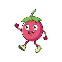 Happy berry character waving with a cheerful expression vector