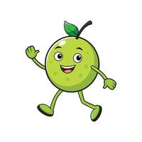 Cartoon lime character waving hello and walking forward happily vector