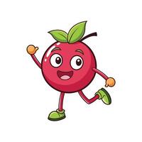 Cheerful Cartoon Apple Character Waving with Optimistic Expression vector