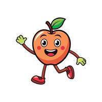 Happy Apple Mascot Running and Waving in a Cartoon Style vector