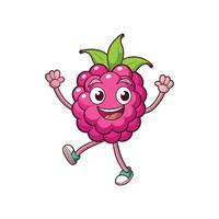 Happy cartoon raspberry character celebrating with joyful expression vector