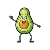 Cartoon avocado character waving hand cheerfully with happy expression vector