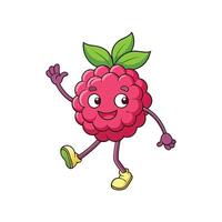 Cartoon raspberry character waving hello isolated on white background vector